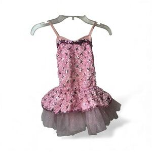 Pink Sequin Leotard with Glitter Tutu & Bow | Size SC 6/6x |Wessiman
